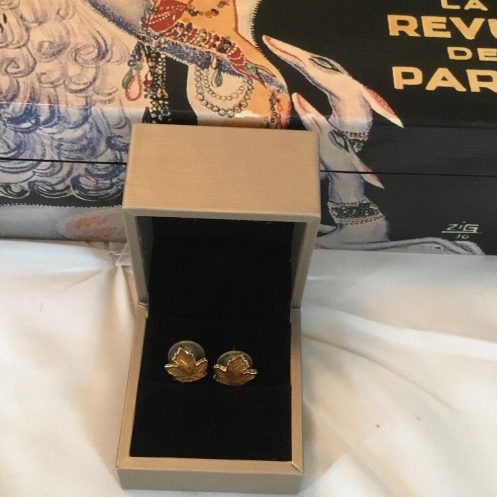 Gold Tone Leaf Stud Earrings - Women Jewelry Earrings